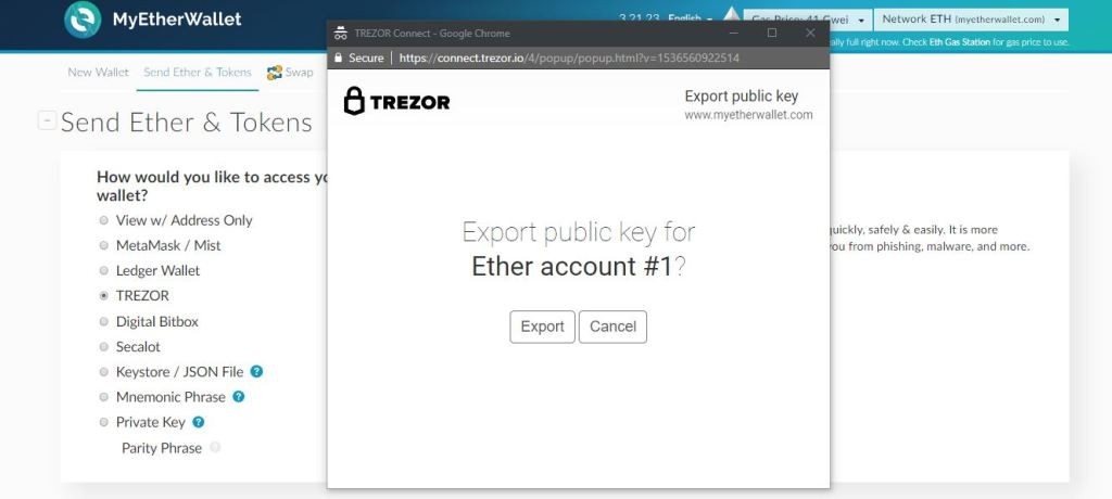 Export Trezor Wallet